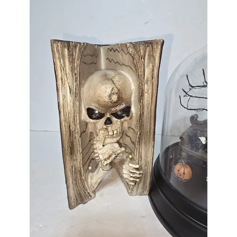 Lot Of 2 Halloween Tabletop Haunted Book And Skeleton Bride and Groom